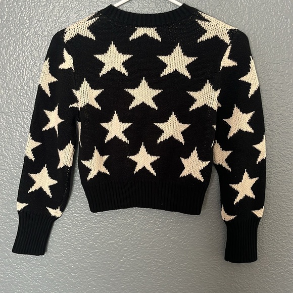 Franki Girls size 12 cropped black sweater with white stars - Picture 3 of 8
